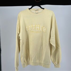 Luther College Women’s Large Pastel Yellow Sweatshirt Vintage 90’s Collegiate